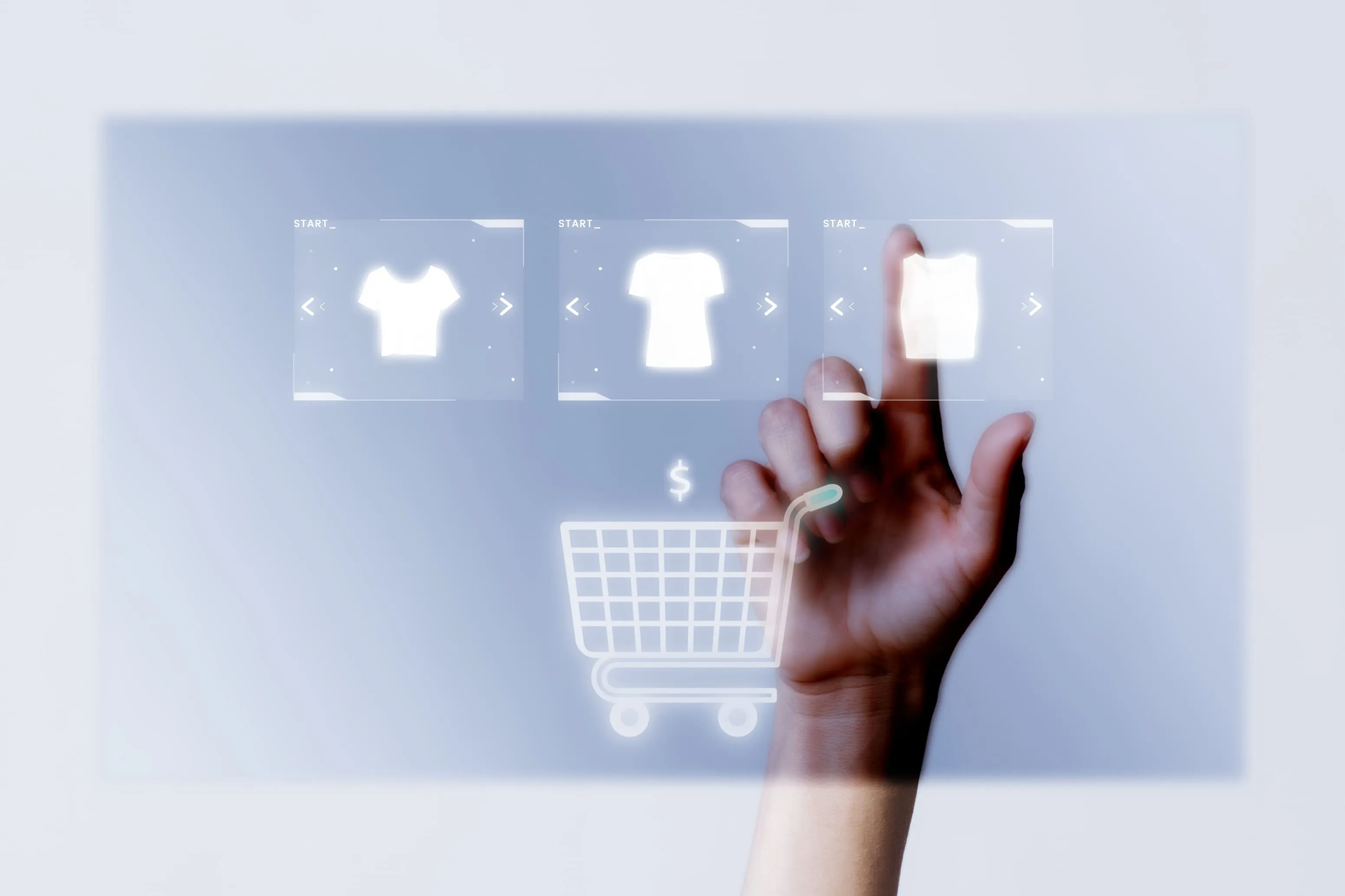 Person adding clothes to cart closeup for ecomerce nexus